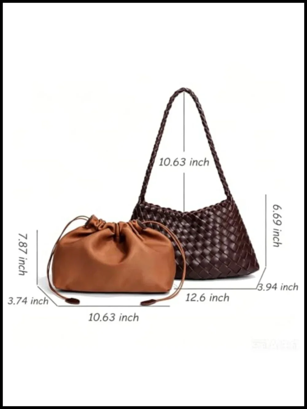 Faux Leather Woven Hobo Bag Handwoven Shoulder Tote Slouchy Braided Purse